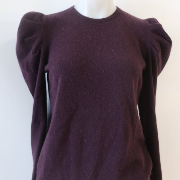 Womens Neiman Marcus Eggplant Puff Sleeve Pure Cashmere Sweater M - Picture 3 of 13